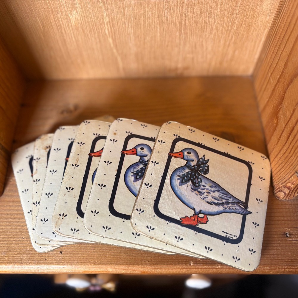 Vintage Country Blue Goose Coasters Set of 6 Made in USA Farmhouse Cottagecore